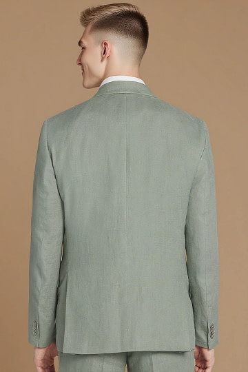 Akaks Arlo Linen Sage Green Suit Single Breasted Notch Lapels Side-Vented Jacket Flat Front Pre-Hemmed Pants Image492695