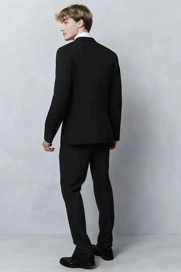 Akaks James Black Wool Suit Classic Single-Breasted Notch Lapels Jacket Adjustable Hems Pants Image508776