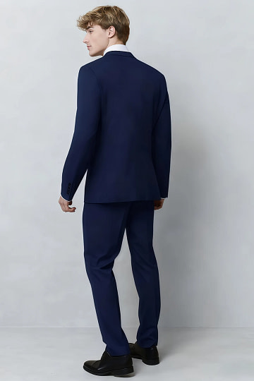 Akaks James Wool Blue Colour Suit Classic Single-Breasted Notch Lapels Jacket Adjustable Hems Pants Image405603