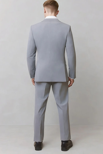Akaks James Wool Grey Suits for Men Classic Single-Breasted Notch Lapels Jacket Adjustable Hems Pants Image689902