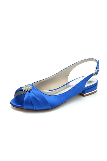 Akaks Royal Blue Yasmin Open Toe Flats with Rhinestone Image803333