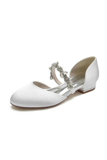 Akaks White Wynn Flat Shoes for a Wedding with Rhinestone​​ Image293879