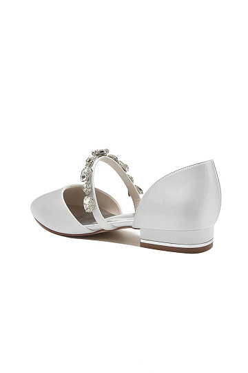 Akaks White Wynn Flat Shoes for a Wedding with Rhinestone​​ Image523246