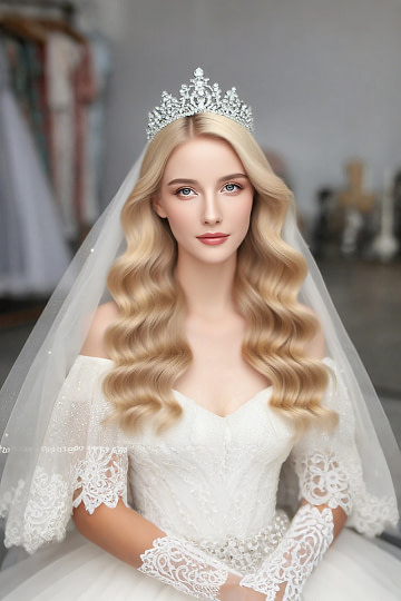 Akaks Jocie Silver Crystal Princess Queen Crown Bridal Headpieces Image852264