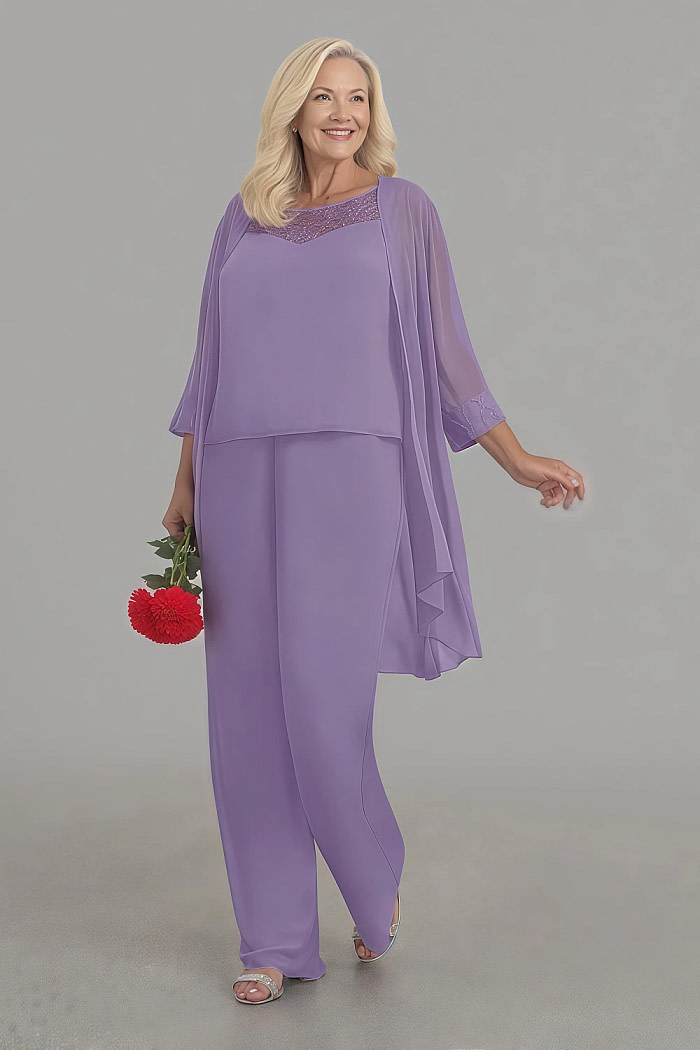 Akaks Adriana Tahiti Mother Of The Bride Dresses Jumpsuits Scoop Neck Sequins Chiffon Dress Image722862