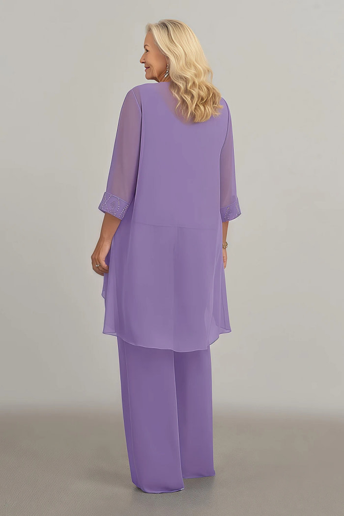 Akaks Adriana Tahiti Mother Of The Bride Dresses Jumpsuits Scoop Neck Sequins Chiffon Dress Image766447