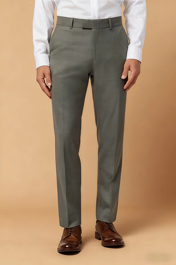 Akaks Axel Stretch Light Grey Suit 3 Piece Suits Single-Breasted Double-Button Jacket Straight-Leg Trousers With Back-Pocket Buttons Five-Button Waistcoat Image752941
