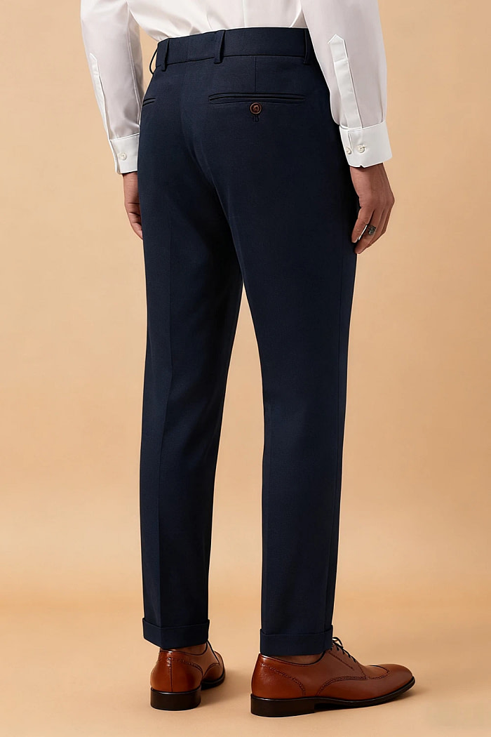 Akaks Axel Stretch Navy Suit Blue 3 Piece Suits Single-Breasted Double-Button Jacket Straight-Leg Trousers With Back-Pocket Buttons Five-Button Waistcoat Image951715
