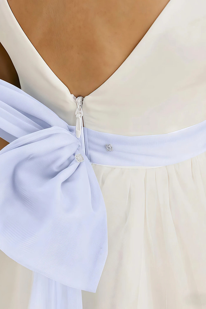 Akaks Blythe Flower Girl Dress Lavender A-Line Scoop Neck Tea Length Tulle Dress With Detachable Bow Image246596