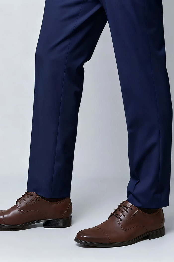 Akaks James Wool Blue Colour Suit Classic Single-Breasted Notch Lapels Jacket Adjustable Hems Pants Image781500