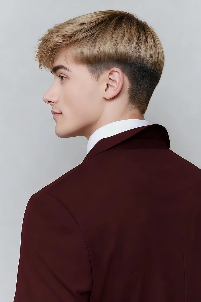 Akaks James Wool Burgundy Suit Men Classic Single-Breasted Notch Lapels Jacket Adjustable Hems Pants Image417080