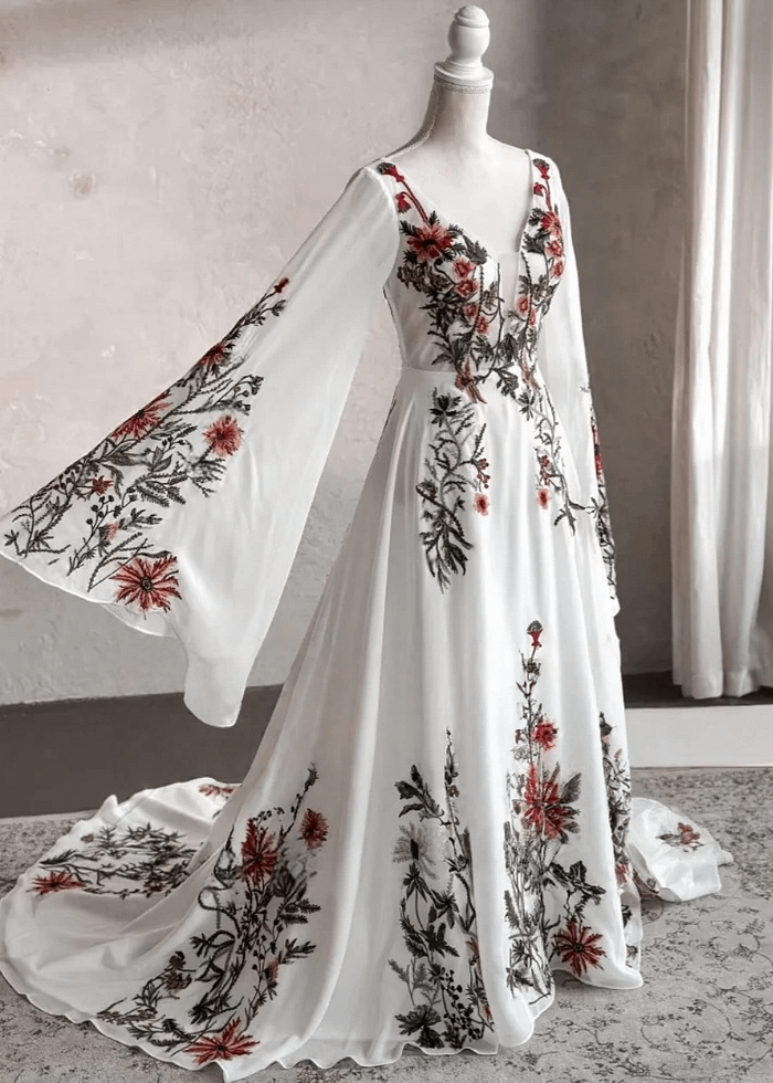 Liz | Discover The Dream Floral Wedding Dress For Your Big Day - Ivory Floral - Promdressclub