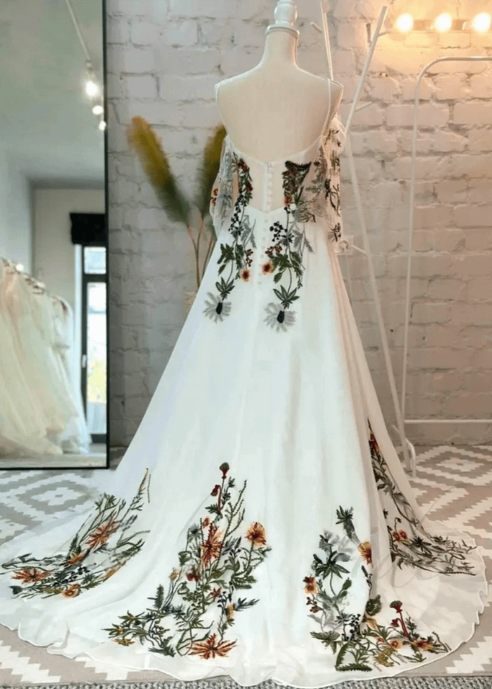 Liz | Discover The Dream Floral Wedding Dress For Your Big Day - Ivory Floral - Promdressclub