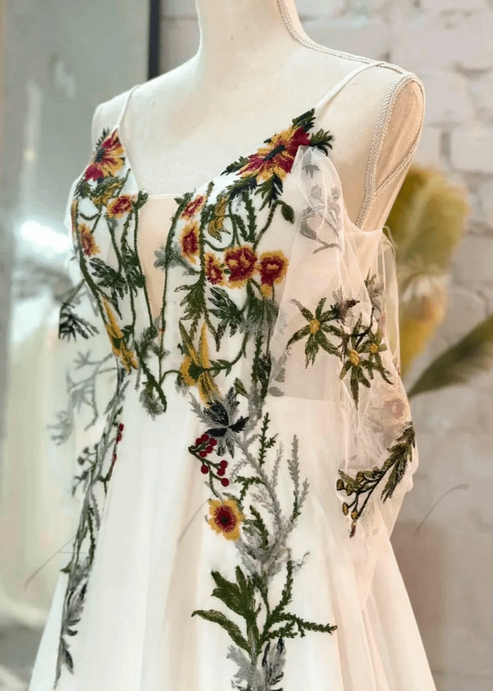 Liz | Discover The Dream Floral Wedding Dress For Your Big Day - Ivory Floral - Promdressclub
