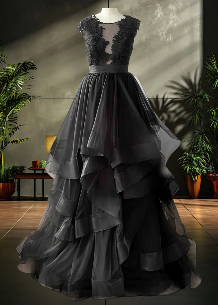 Black Gown For Wedding Under 500 Elegant Scoop Neck