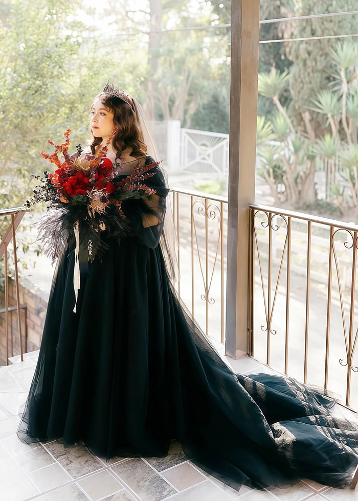 Mabel | Princess Plus Size Long Sleeve Corset Black Dress For Wedding - Black - Promdressclub