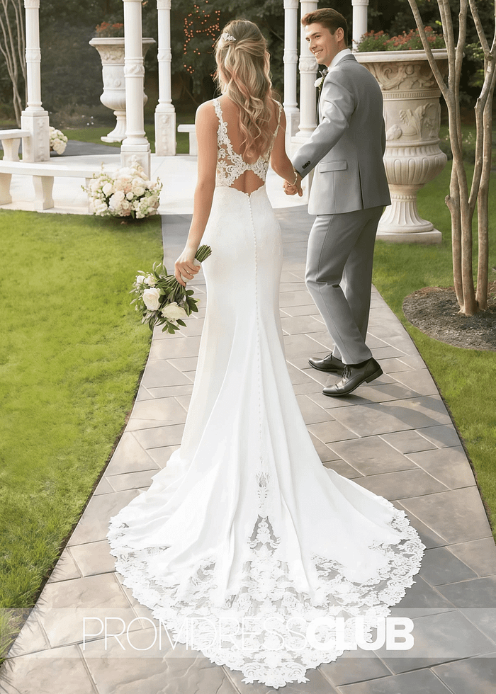 May |Long White Wedding Dresses Near Me With Lace Straps Sweep Train Mermaid - Price #Price_Variant_Lowest# - White - Promdressclub