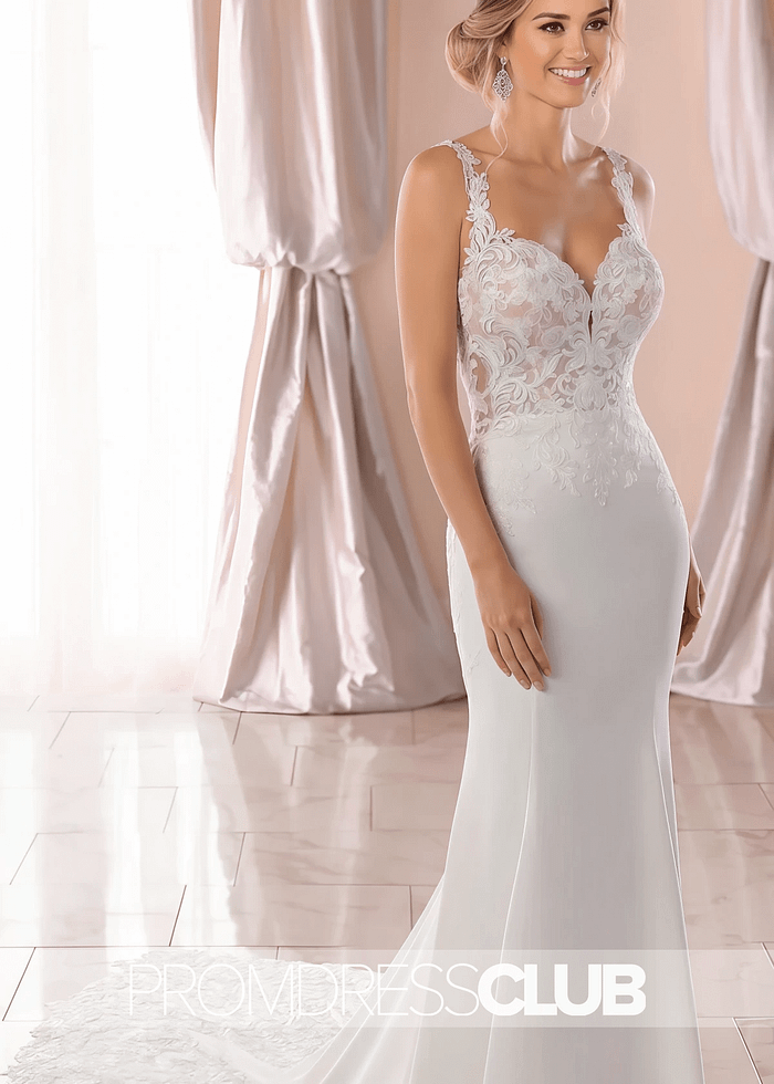 May |Long White Wedding Dresses Near Me With Lace Straps Sweep Train Mermaid - Price #Price_Variant_Lowest# - White - Promdressclub