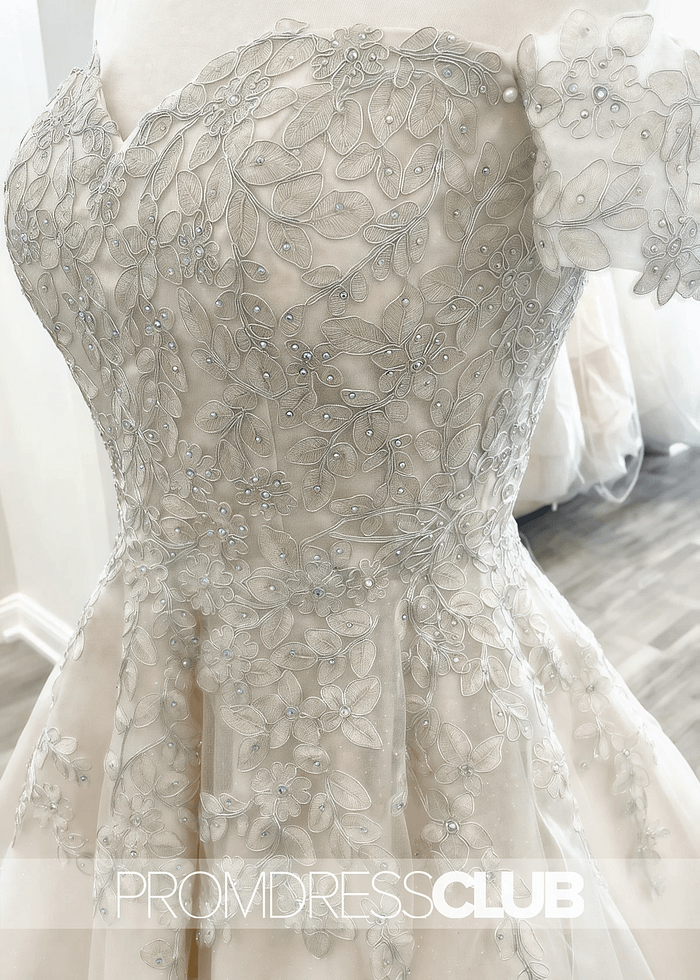 Modesty |Short - Mini White Wedding Dresses Near Me With Appliques Lace A - Line Off The Shoulder - Price #Price_Variant_Lowest# - White - Promdressclub