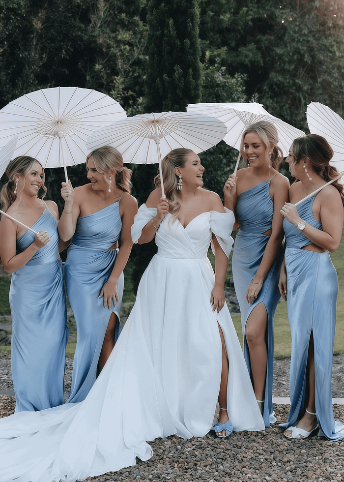 Akaks Jackpot Sexy Bridesmaid Dresses Satin One Shoulder Cut Out Sheath Blush Pink Dress For Bridesmaid Image861640