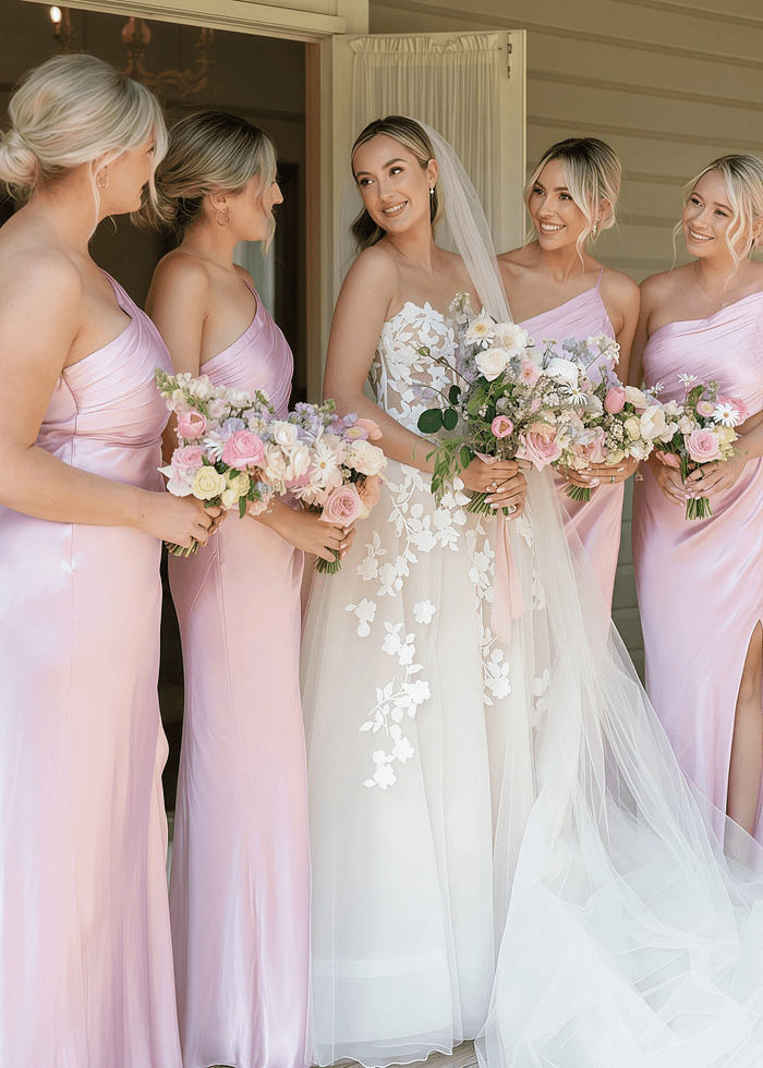 Akaks Jackpot Sexy Bridesmaid Dresses Satin One Shoulder Cut Out Sheath Blush Pink Dress For Bridesmaid Image552951