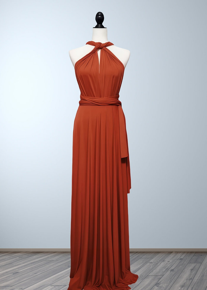 Charlotte | Romance Dreamer Infinity Maternity Orange Chiffon Maxi Bridesmaid Dress With Multiway Convertible - Price #Price_Variant_Lowest# - Orange - Promdressclub