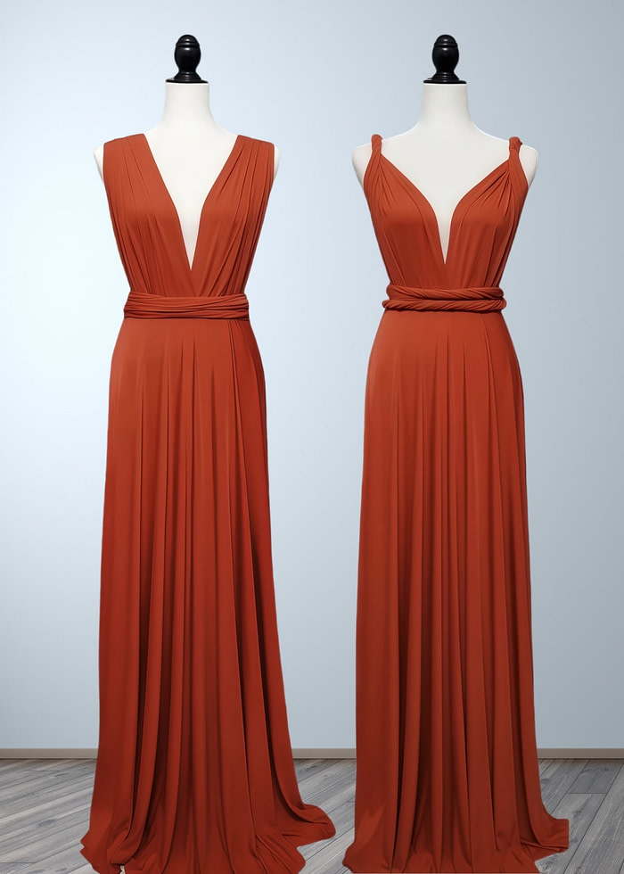 Charlotte | Romance Dreamer Infinity Maternity Orange Chiffon Maxi Bridesmaid Dress With Multiway Convertible - Price #Price_Variant_Lowest# - Orange - Promdressclub