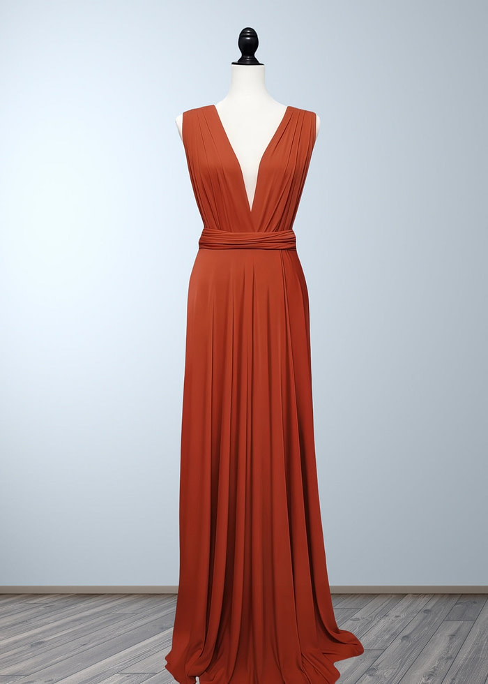 Charlotte | Romance Dreamer Infinity Maternity Orange Chiffon Maxi Bridesmaid Dress With Multiway Convertible - Price #Price_Variant_Lowest# - Orange - Promdressclub