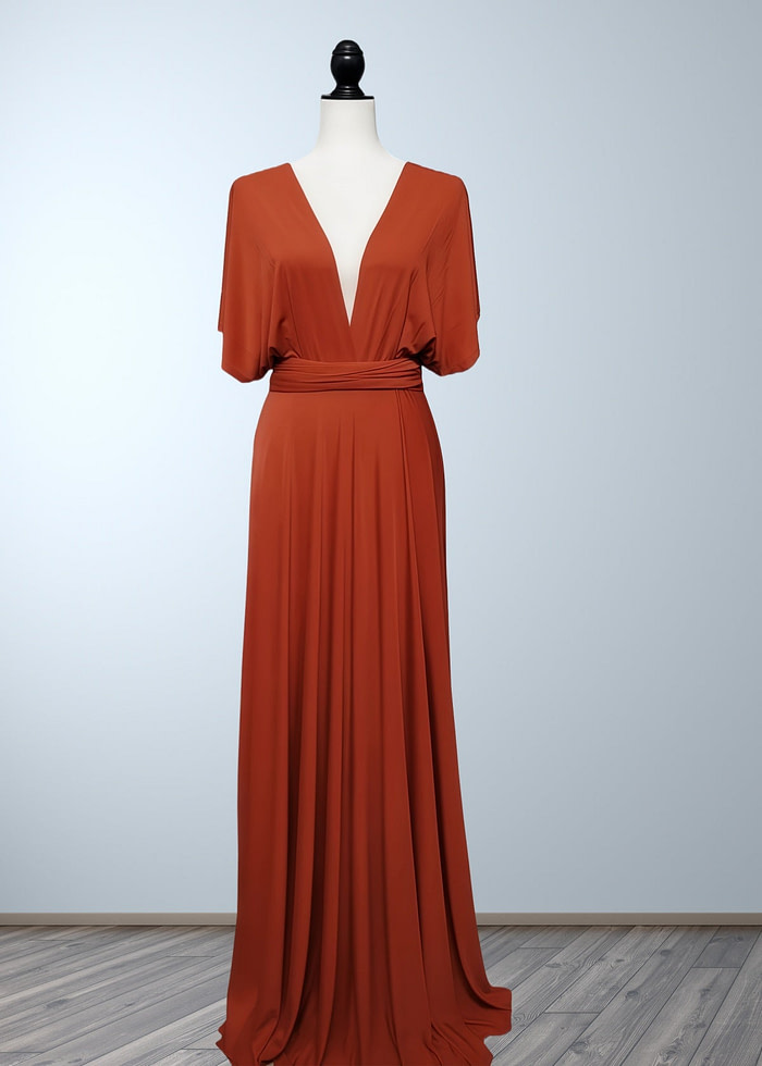 Charlotte | Romance Dreamer Infinity Maternity Orange Chiffon Maxi Bridesmaid Dress With Multiway Convertible - Price #Price_Variant_Lowest# - Orange - Promdressclub