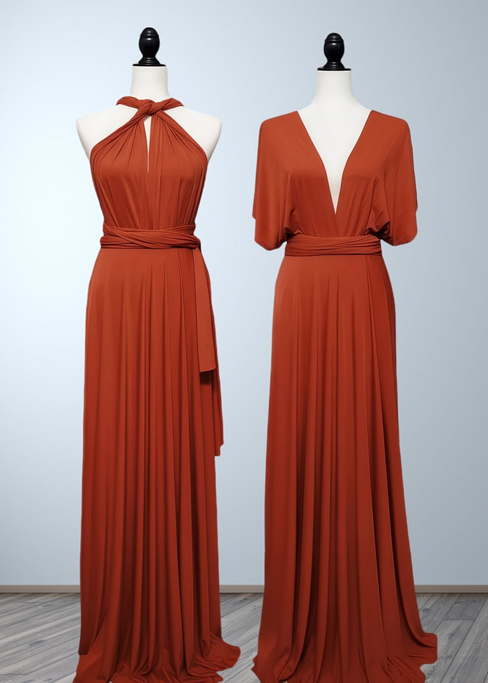 Charlotte | Romance Dreamer Infinity Maternity Orange Chiffon Maxi Bridesmaid Dress With Multiway Convertible - Price #Price_Variant_Lowest# - Orange - Promdressclub