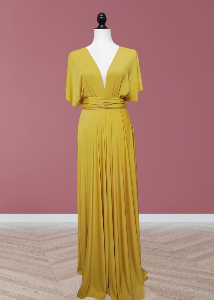 Claire | Purely Elegant Infinity Gold Chiffon Maxi Bridesmaid Dress With Multiway Convertible - Price #Price_Variant_Lowest# - Gold - Promdressclub