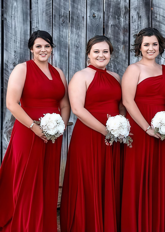 Constance | Cherished Vow Infinity Red Chiffon Maxi Bridesmaid Dress With Multiway Convertible - Price #Price_Variant_Lowest# - Red - Promdressclub