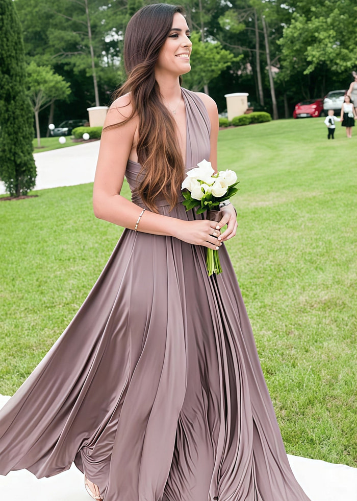 Akaks Lavishly Infinity Taupe Bridesmaid Dress Image2