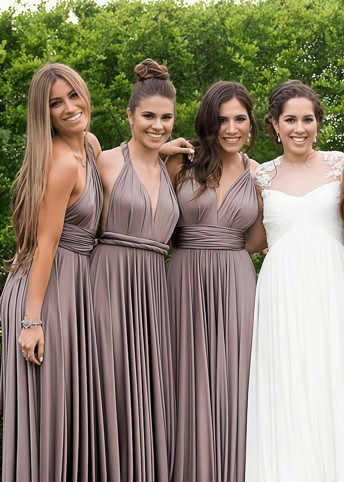Akaks Lavishly Infinity Taupe Bridesmaid Dress Image3