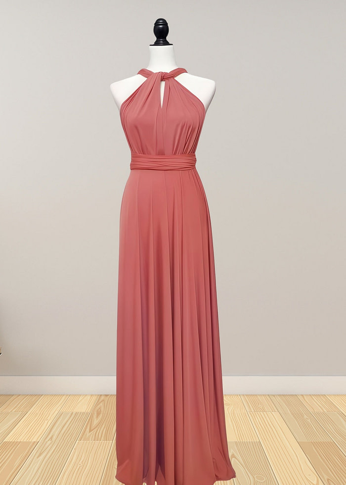 Daphne | Elegance Infinity Peach Chiffon Maxi Bridesmaid Dress With Multiway Convertible - Price #Price_Variant_Lowest# - Peach - Promdressclub