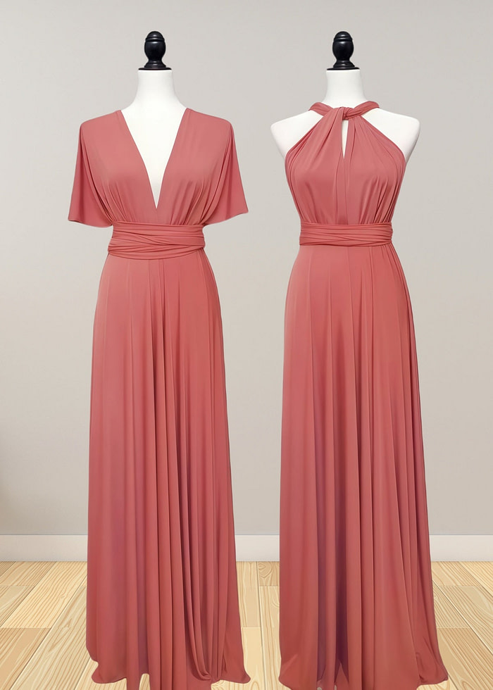 Daphne | Elegance Infinity Peach Chiffon Maxi Bridesmaid Dress With Multiway Convertible - Price #Price_Variant_Lowest# - Peach - Promdressclub