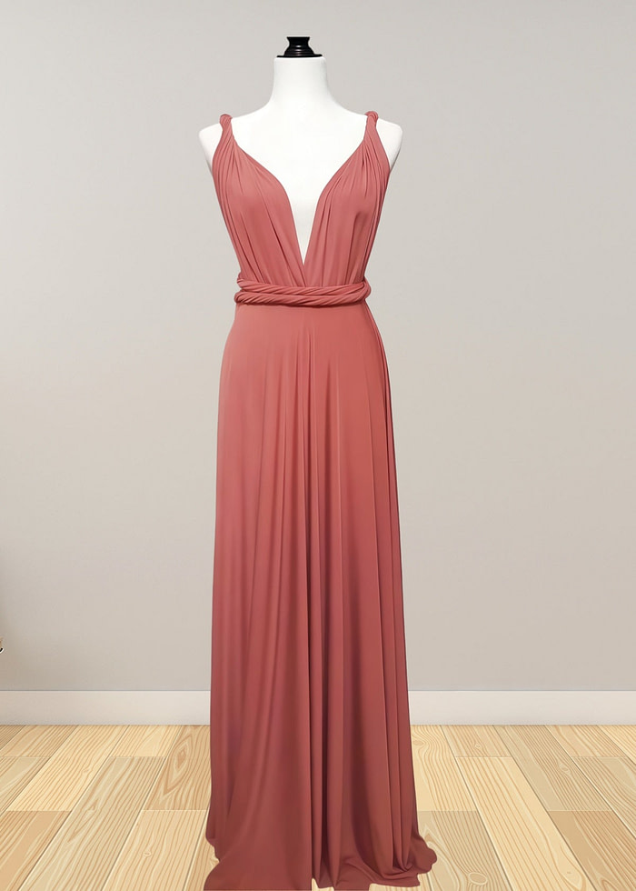 Daphne | Elegance Infinity Peach Chiffon Maxi Bridesmaid Dress With Multiway Convertible - Price #Price_Variant_Lowest# - Peach - Promdressclub