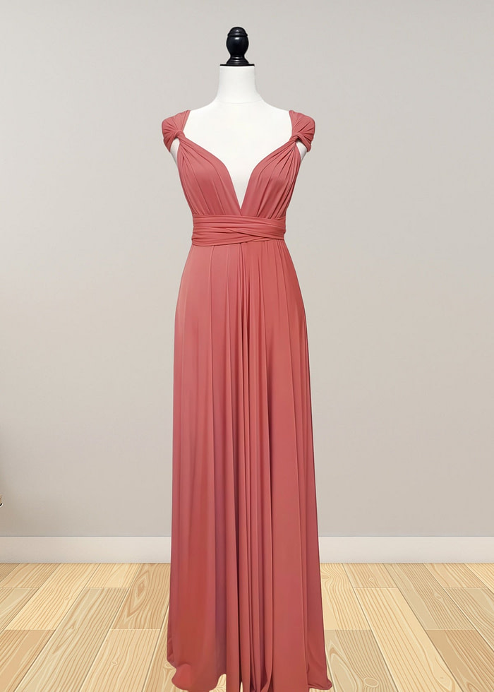 Daphne | Elegance Infinity Peach Chiffon Maxi Bridesmaid Dress With Multiway Convertible - Price #Price_Variant_Lowest# - Peach - Promdressclub