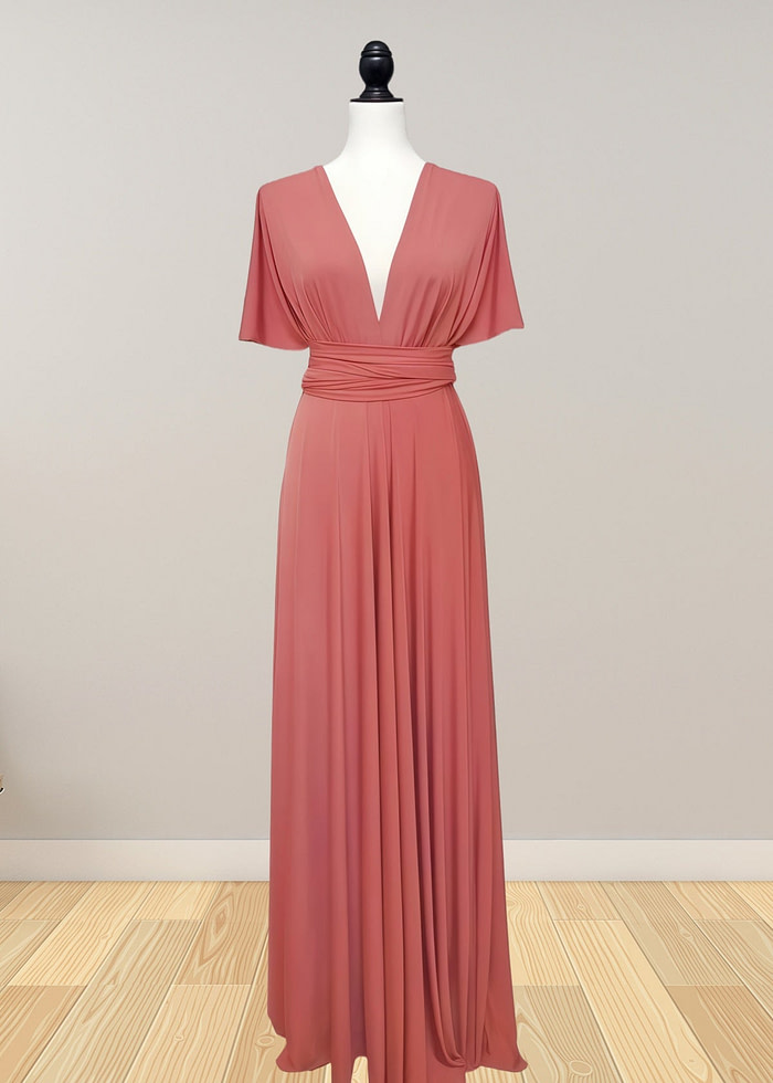 Daphne | Elegance Infinity Peach Chiffon Maxi Bridesmaid Dress With Multiway Convertible - Price #Price_Variant_Lowest# - Peach - Promdressclub