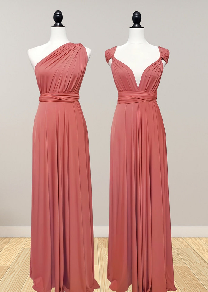 Daphne | Elegance Infinity Peach Chiffon Maxi Bridesmaid Dress With Multiway Convertible - Price #Price_Variant_Lowest# - Peach - Promdressclub