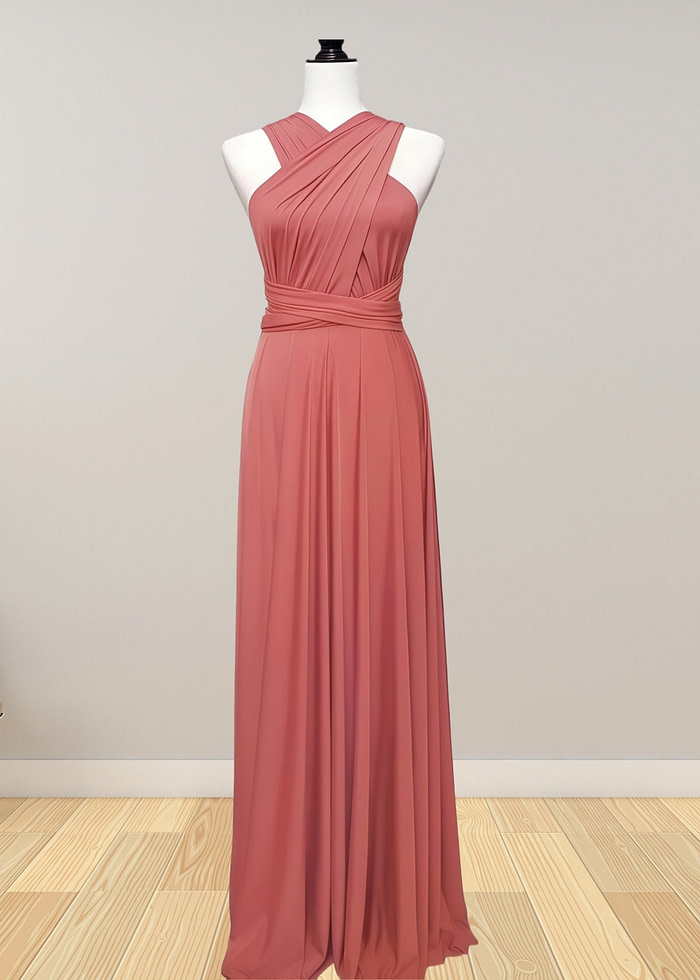 Daphne | Elegance Infinity Peach Chiffon Maxi Bridesmaid Dress With Multiway Convertible - Price #Price_Variant_Lowest# - Peach - Promdressclub