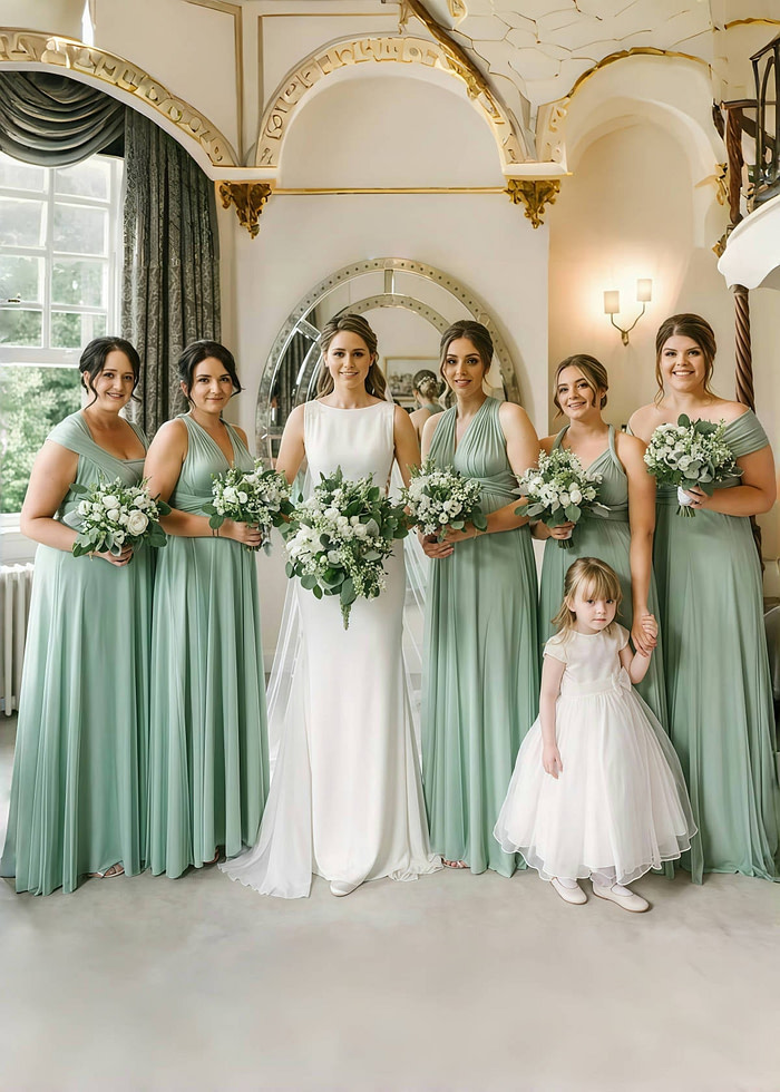 Darlene | Gorgeous Infinity Maternity Sage Green Chiffon Maxi Bridesmaid Dress With Multiway Convertible - Price #Price_Variant_Lowest# - Sage - Promdressclub