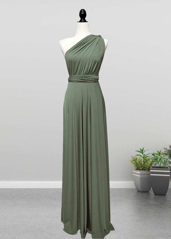Dawn | Romance Convertible Light Olive Green Maxi Bridesmaid Dress With Multiway Infinity - Price #Price_Variant_Lowest# - Olive Green - Promdressclub