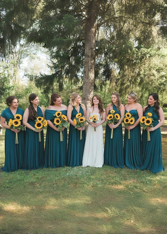 Deborah | Eternal Convertible Teal Blue Chiffon Maxi Bridesmaid Dress With Multiway Infinity - Price #Price_Variant_Lowest# - Teal Green - Promdressclub
