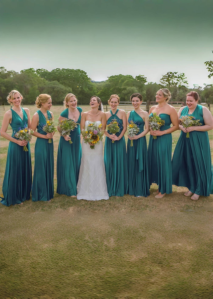 Deborah | Eternal Convertible Teal Blue Chiffon Maxi Bridesmaid Dress With Multiway Infinity - Price #Price_Variant_Lowest# - Teal Green - Promdressclub
