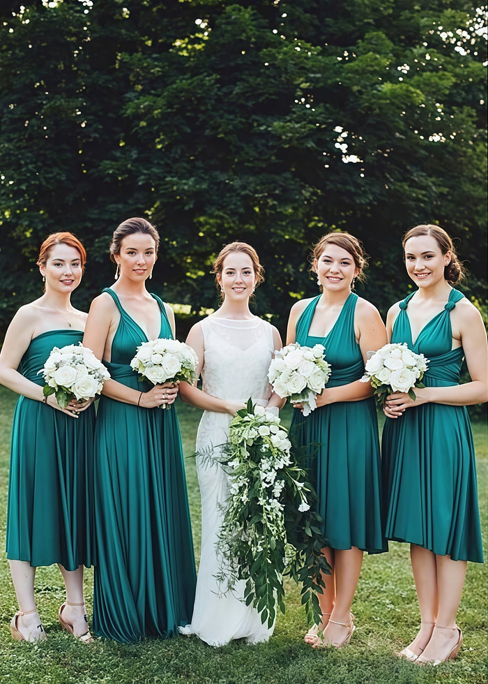 Deborah | Eternal Convertible Teal Blue Chiffon Maxi Bridesmaid Dress With Multiway Infinity - Price #Price_Variant_Lowest# - Teal Green - Promdressclub