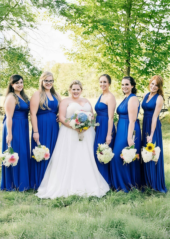 Dinah | Purely Elegant Infinity Royal Blue Chiffon Maxi Bridesmaid Dress With Multiway Convertible - Price #Price_Variant_Lowest# - Royal Blue - Promdressclub