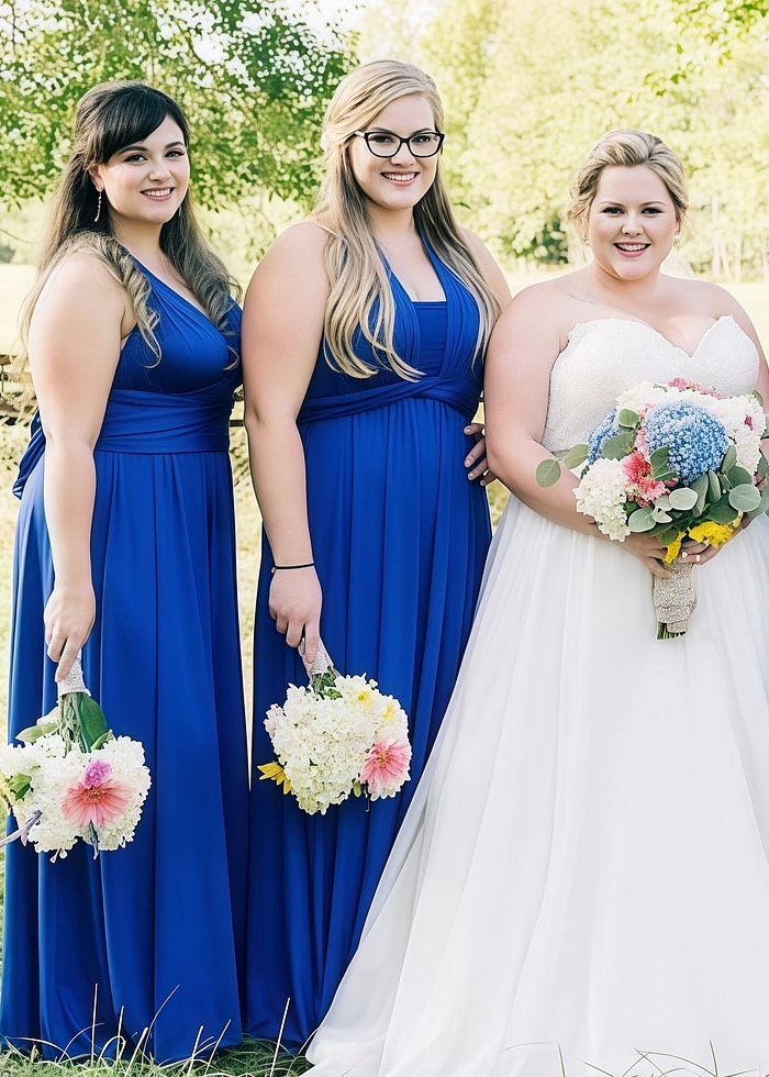 Dinah | Purely Elegant Infinity Royal Blue Chiffon Maxi Bridesmaid Dress With Multiway Convertible - Price #Price_Variant_Lowest# - Royal Blue - Promdressclub