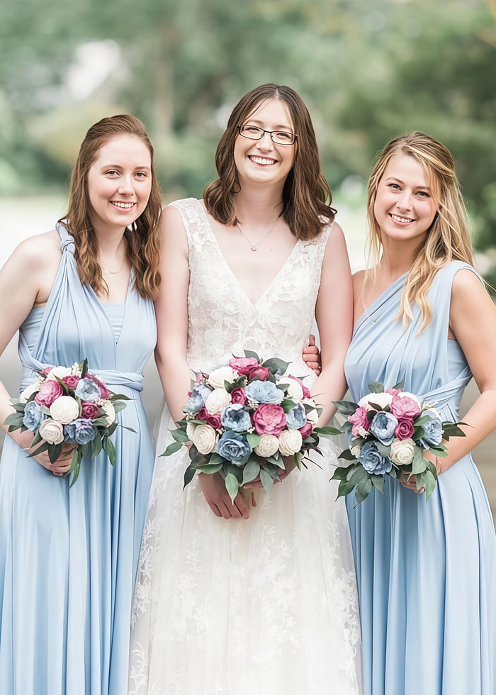 Doreen | Romance Dreamer Convertibl Dusty Blue Chiffon Maxi Bridesmaid Dress With Multiway Infinity - Price #Price_Variant_Lowest# - Dusty Blue - Promdressclub