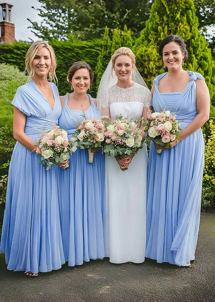 Doreen | Romance Dreamer Convertibl Dusty Blue Chiffon Maxi Bridesmaid Dress With Multiway Infinity - Price #Price_Variant_Lowest# - Dusty Blue - Promdressclub